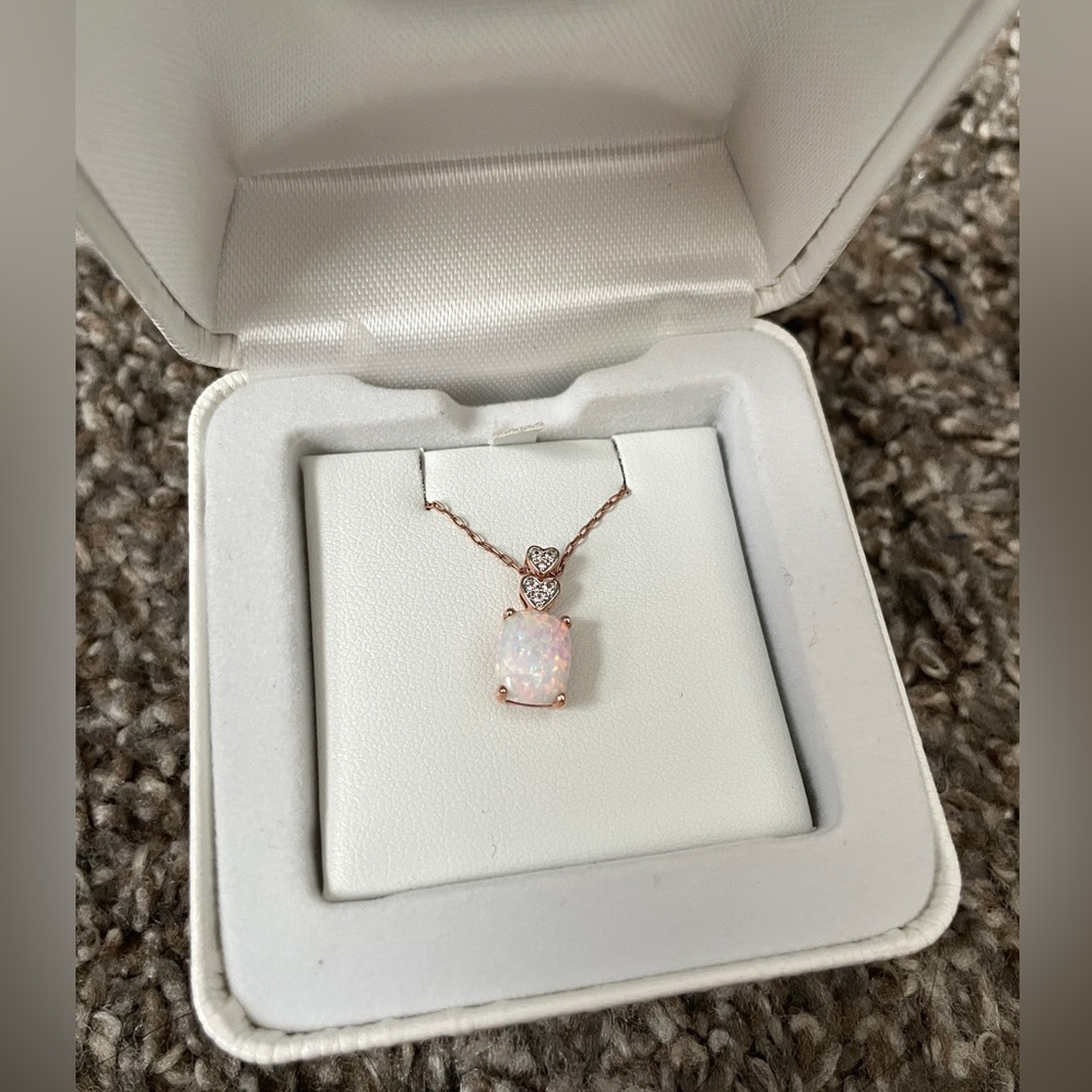Rose Gold and White Necklace with Dainty Chain and Elegant Pendant